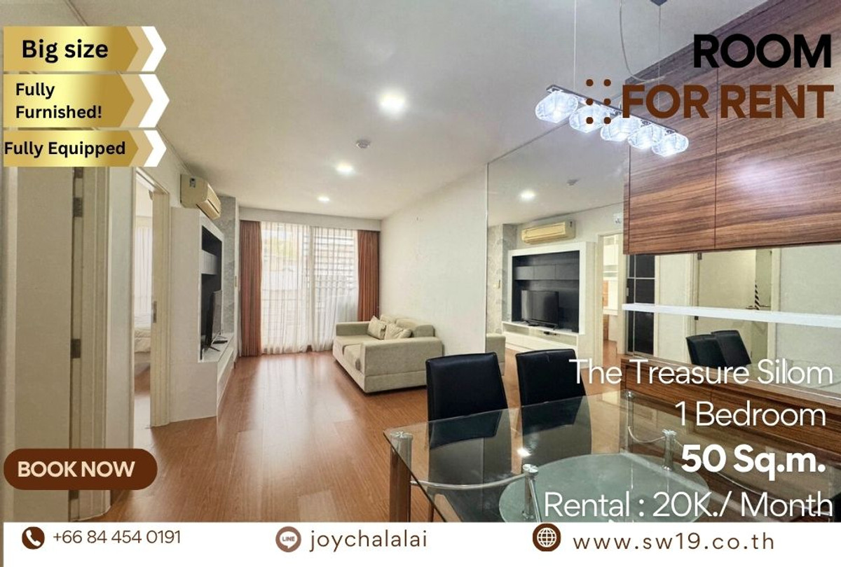 For RentCondoSilom, Saladaeng, Bangrak : Sq.m. - 1 Bedroom Sq.m., 20K.📞 Call JOY: + 66 84-454-0191