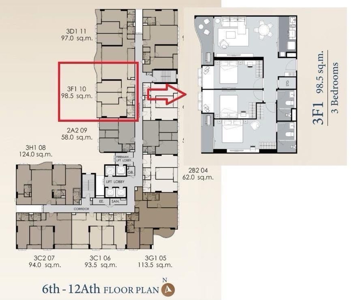 ขายคอนโดสุขุมวิท อโศก ทองหล่อ : ขายใบจอง Supalai Elite Sukhumvit39 แบบ 3 นอน 2 น้ำ วิวสวน
