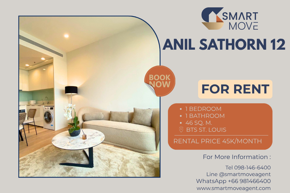 For RentCondoSathorn, Narathiwat : 🔥 For Rent !! Super Luxury project, high floor 22++, city view!! 🔥 Code C20251000086..........Anil Sathorn 12, 1 bedroom, 1 bathroom, furnished, ready to move in📣📣