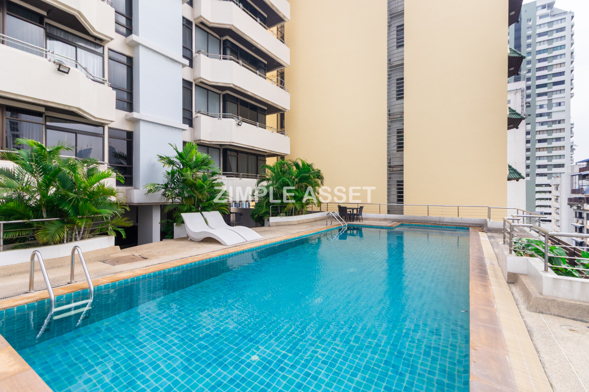 For RentSukhumvit, Asoke, Thonglor : Line ID: @zimple_asset  Service Apartment on Sukhumvit Soi 8. Fully furnished large rooms with fitness and swimming pool. Conveniently located near BTS Nana. Accepts both short-term and long-term stays