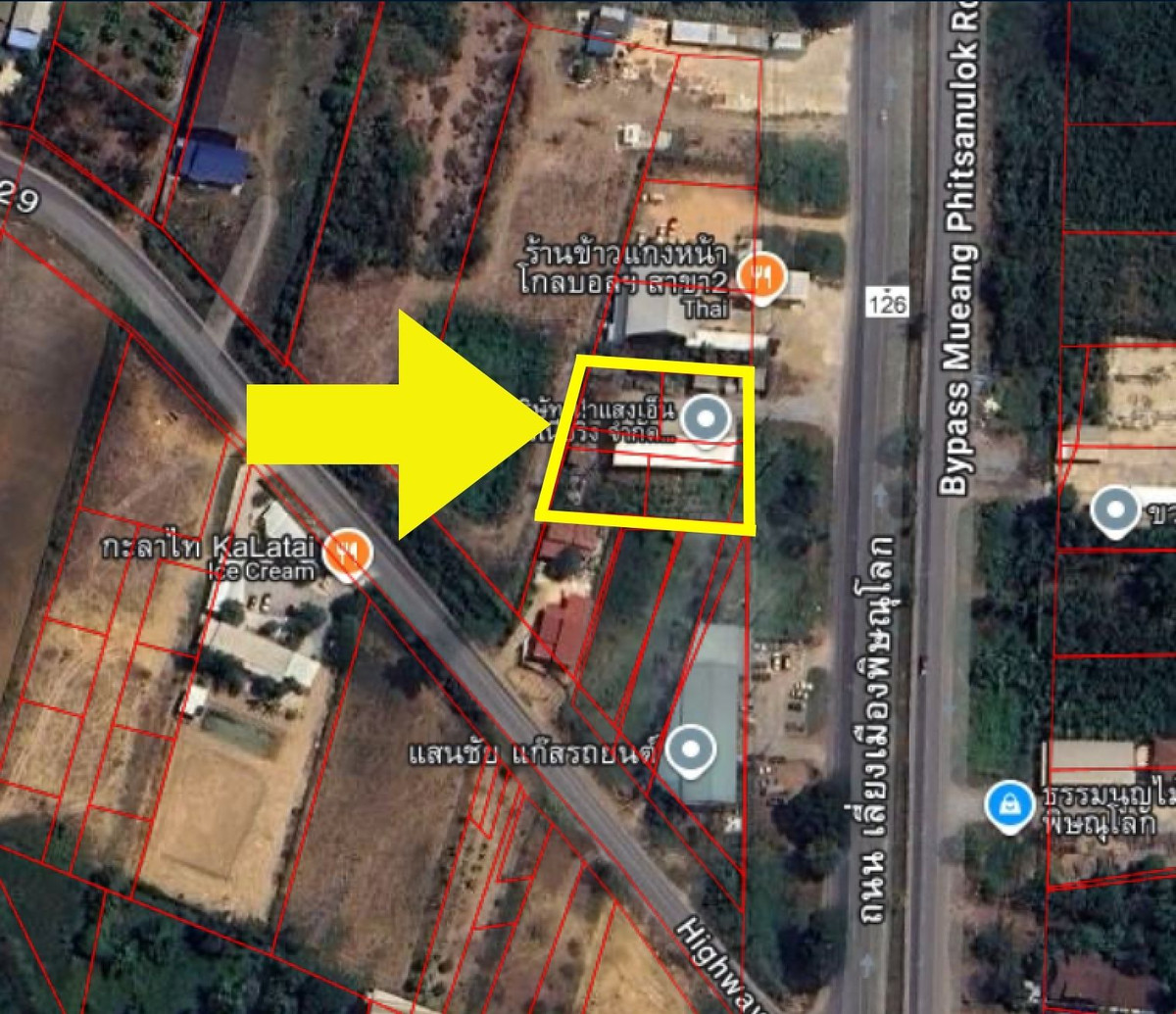 Land for sale, Mueang Phitsanulok District. Next to bypass road number 126 Loading...