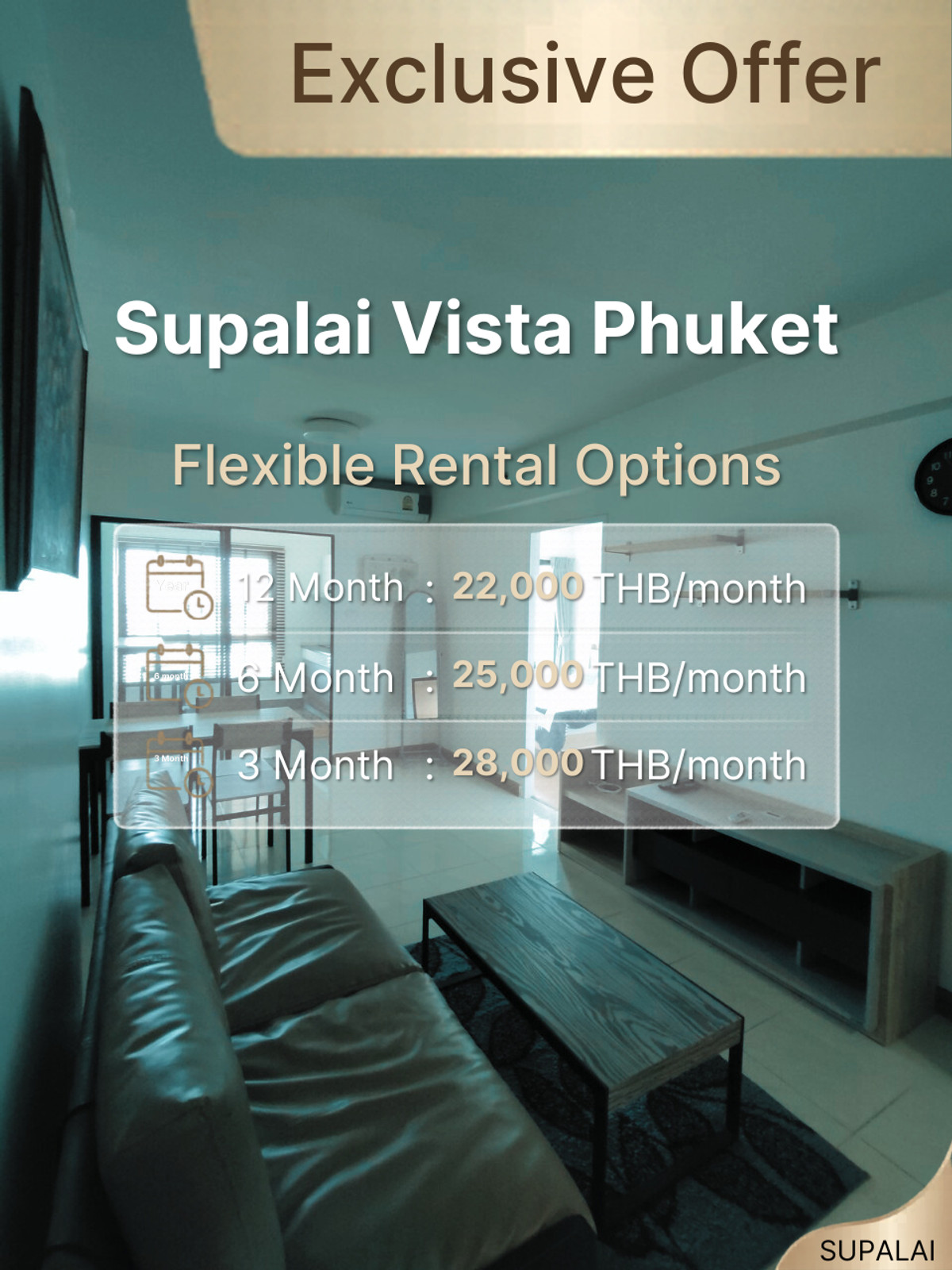 For RentCondoPhuket : 🌴 FOR RENT: Supalai Vista Phuket – Spacious 1-Bed in the City Center with Flexible Leases! ✨
