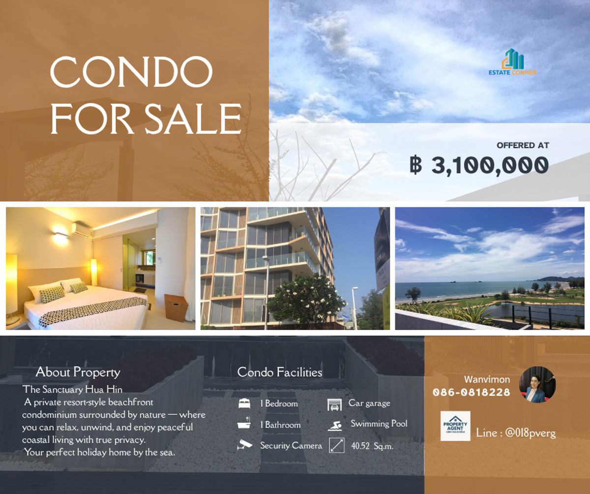 ขายคอนโดหัวหิน ประจวบคีรีขันธ์ : The Sanctuary Hua Hin  🌴 คอนโดสไตล์รีสอร์ท ใกล้ทะเล หัวหิน บรรยากาศสงบ เป็นส่วนตัวสุด ๆ! 🌴