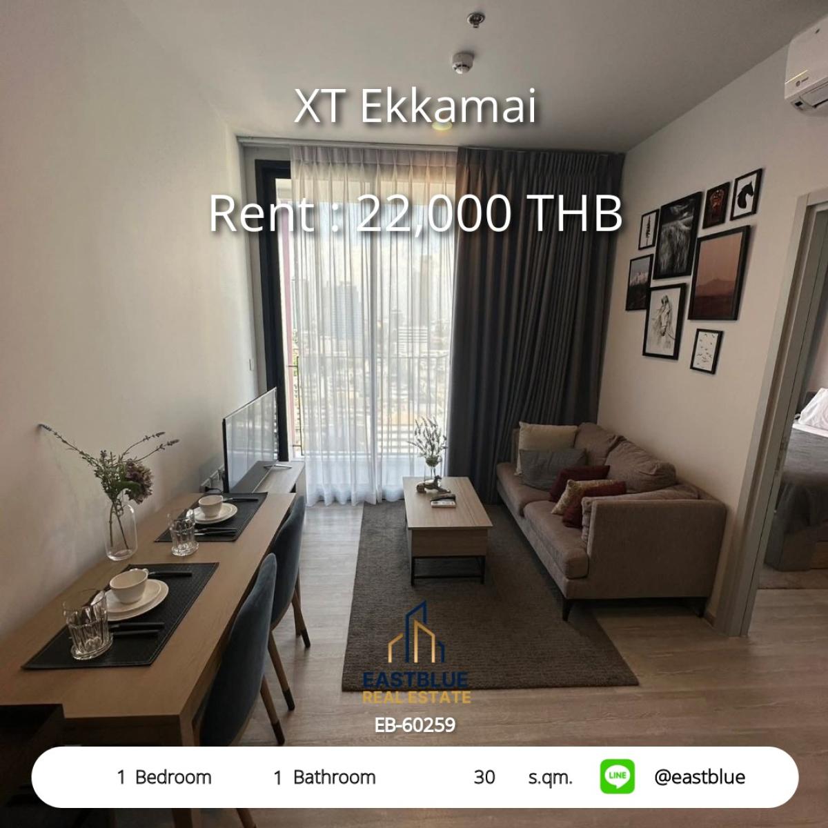 For RentCondoSukhumvit, Asoke, Thonglor : Luxury condo XT Ekkamai 1 bedroom 22,000 Baht near Ekkamai BTS
with a swimming pool and fitness center, catering to every lifestyle!