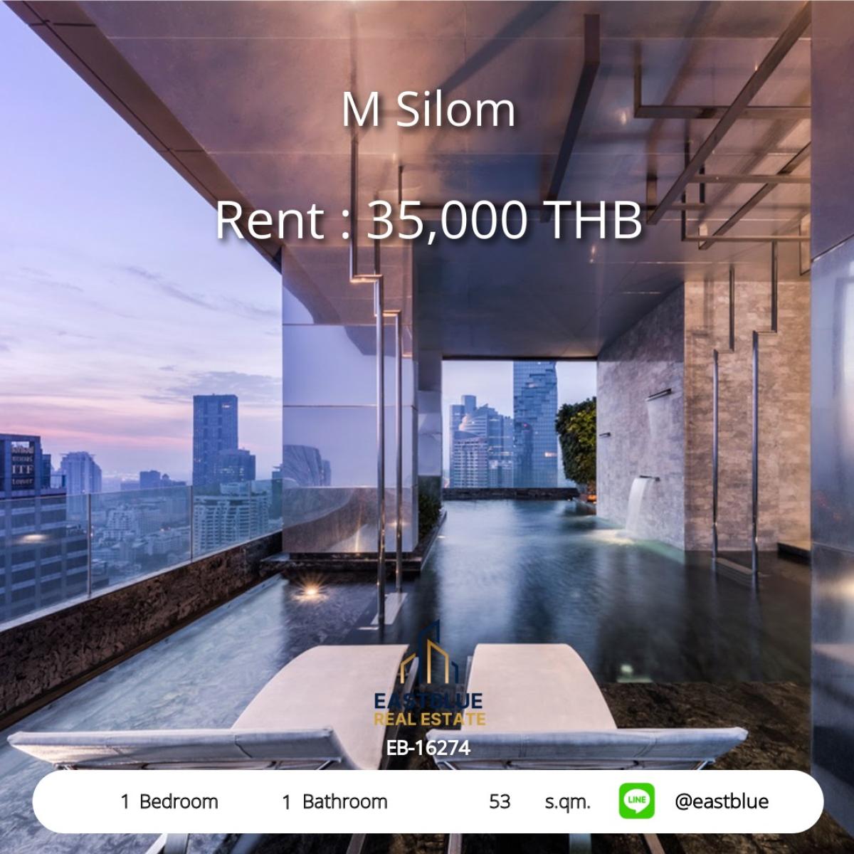 ให้เช่าคอนโดสีลม ศาลาแดง บางรัก : เช่าคอนโด M Silom 1 ห้องนอน ใกล้ BTS Chong Nonsi 
ตกแต่งพร้อม อยู่สบาย ฟรีสิ่งอำนวยความสะดวกครบ!