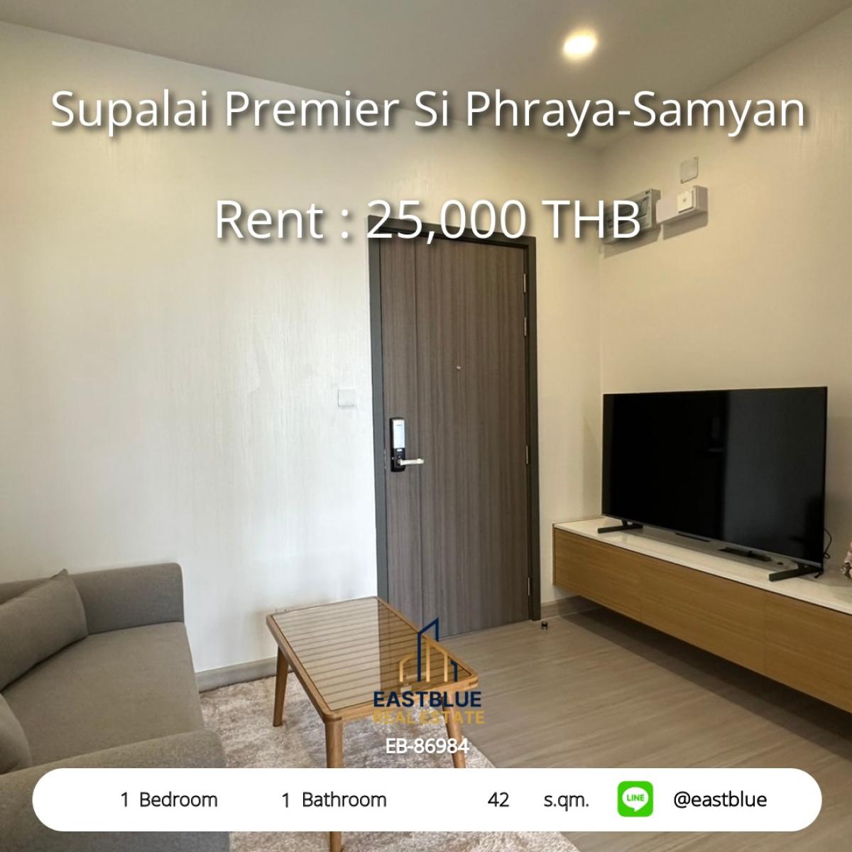 For RentCondoSiam Paragon ,Chulalongkorn,Samyan : Luxurious at Sam Yan! 1 bedroom 42 sqm with swimming pool and fitness
Rent 25,000 baht/month near BTS/MRT Sam Yan, very convenient transportation