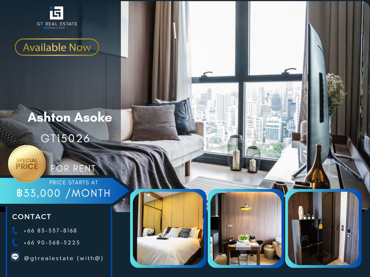 For RentCondoSukhumvit, Asoke, Thonglor : Ashton Asoke Condo, convenient travel, near BTS, there is a shuttle, beautiful room, fully furnished, ready to move in.