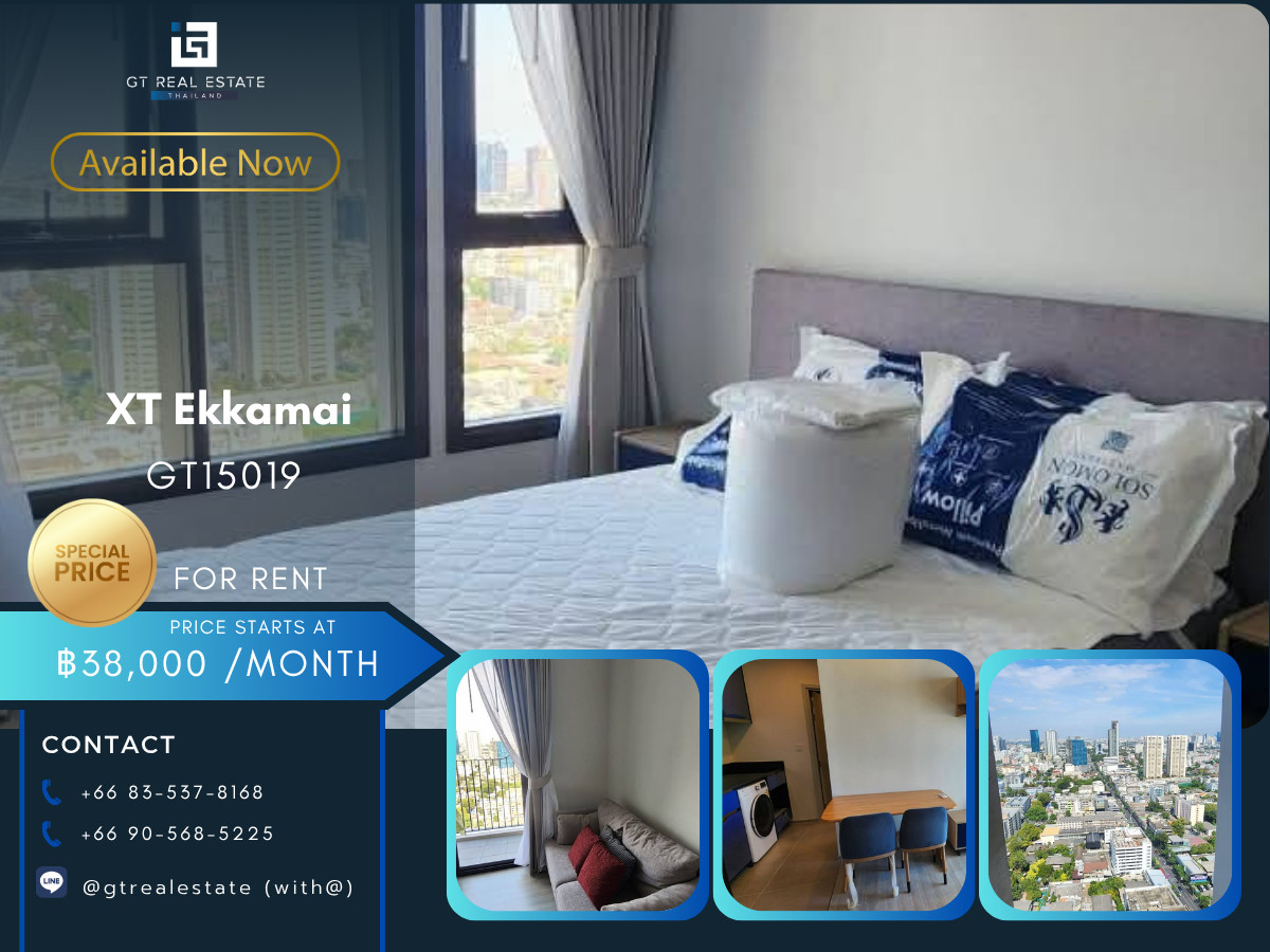 For RentCondoSukhumvit, Asoke, Thonglor : Condo XT Ekkamai, convenient travel, near BTS, there is a shuttle, beautiful room, fully furnished, ready to move in.