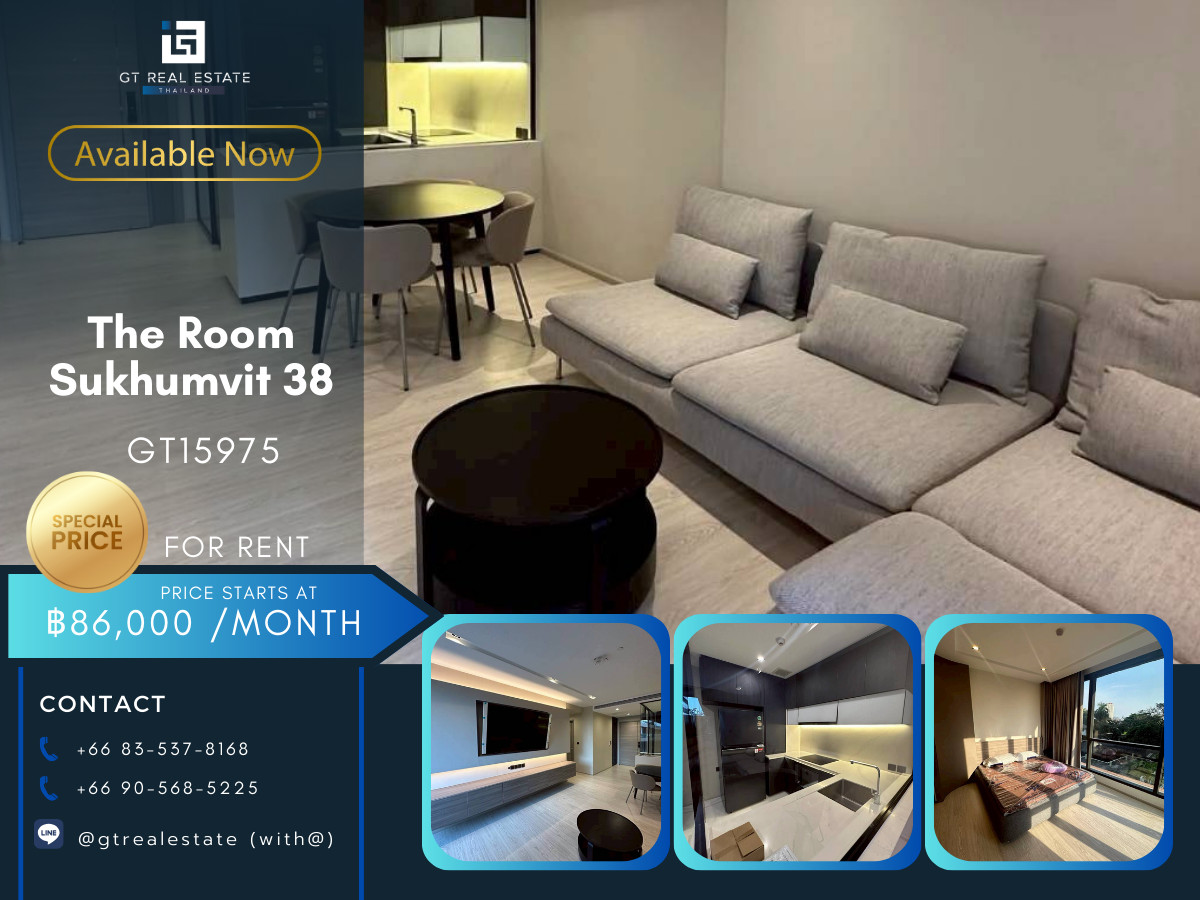 For RentCondoSukhumvit, Asoke, Thonglor : ✨ GT15975 | Condo The Room Sukhumvit 38, convenient travel, near BTS, there is a shuttle, beautiful room, fully furnished, ready to move in.