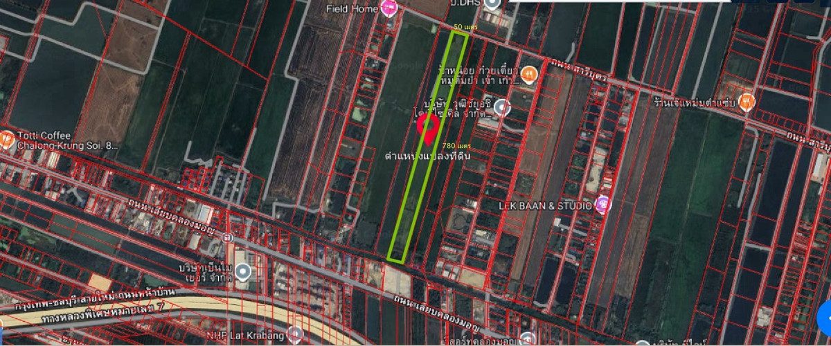 For SaleLandLadkrabang, Suwannaphum Airport : Land for sale, area 23-1-96 rai, Saribut Road, Thap Yao Subdistrict, Lat Krabang District, Bangkok.