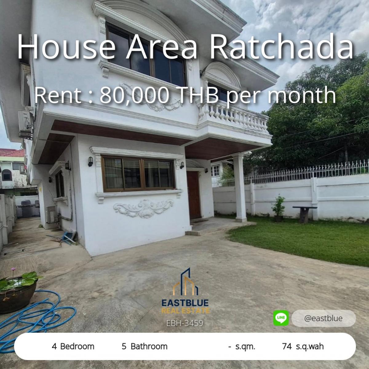 For RentHouseRatchadapisek, Huaikwang, Suttisan : Luxurious 4 bedroom house in Ratchada area, complete functions, ready to move in. 
Rent for only 80,000 baht/month or buy for only 25.9 million!