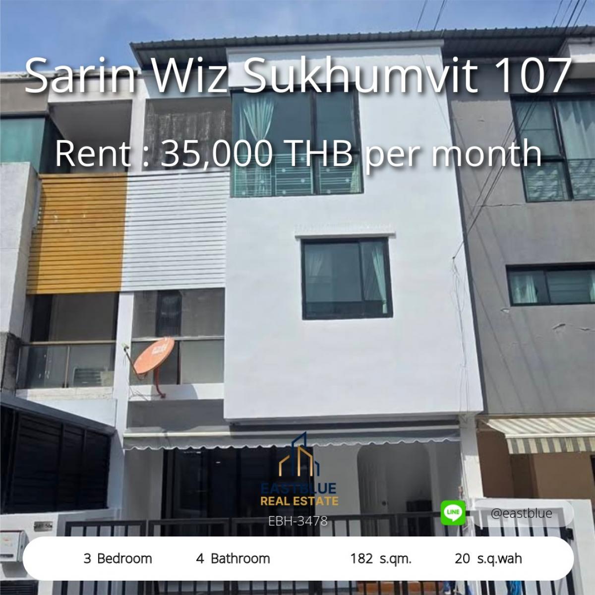 ให้เช่าทาวน์โฮมสมุทรปราการ สำโรง : เช่าทาวน์โฮม 3 ชั้น ใกล้ BTS แบริ่ง รีโนเวทใหม่ พร้อมอยู่! 
พื้นที่กว้าง 182 ตร.ม. จดทะเบียนบริษัทได้ ตอบโจทย์ทุกการใช้งาน