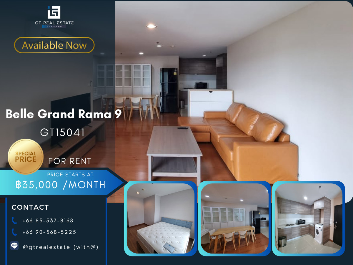 For RentCondoRama9, Petchburi, RCA : Condo Belle Grand Rama 9, easy to travel. Near the MRT, there is a shuttle, beautiful room, fully furnished, ready to move in.