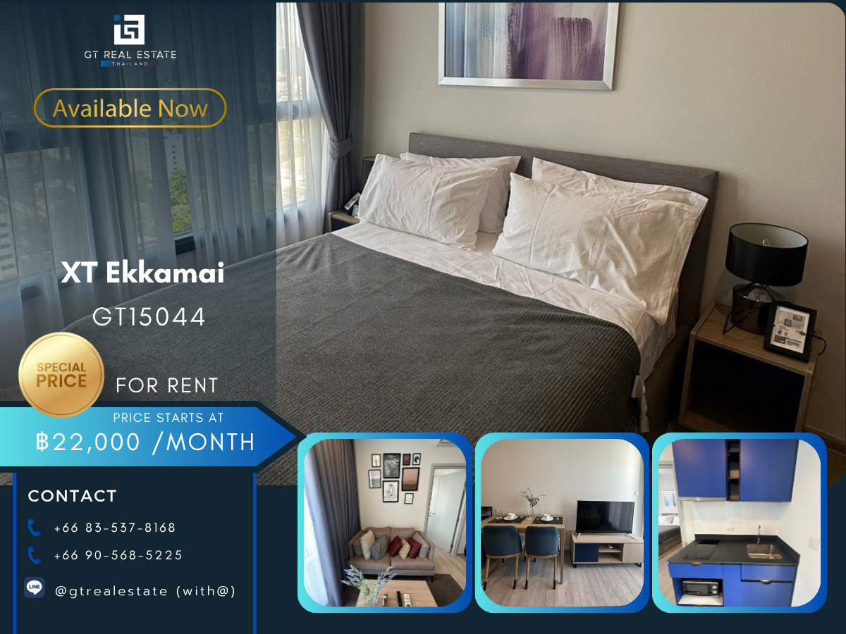 For RentCondoSukhumvit, Asoke, Thonglor : Condo XT Ekkamai, convenient travel, near BTS, there is a shuttle, beautiful room, fully furnished, ready to move in.