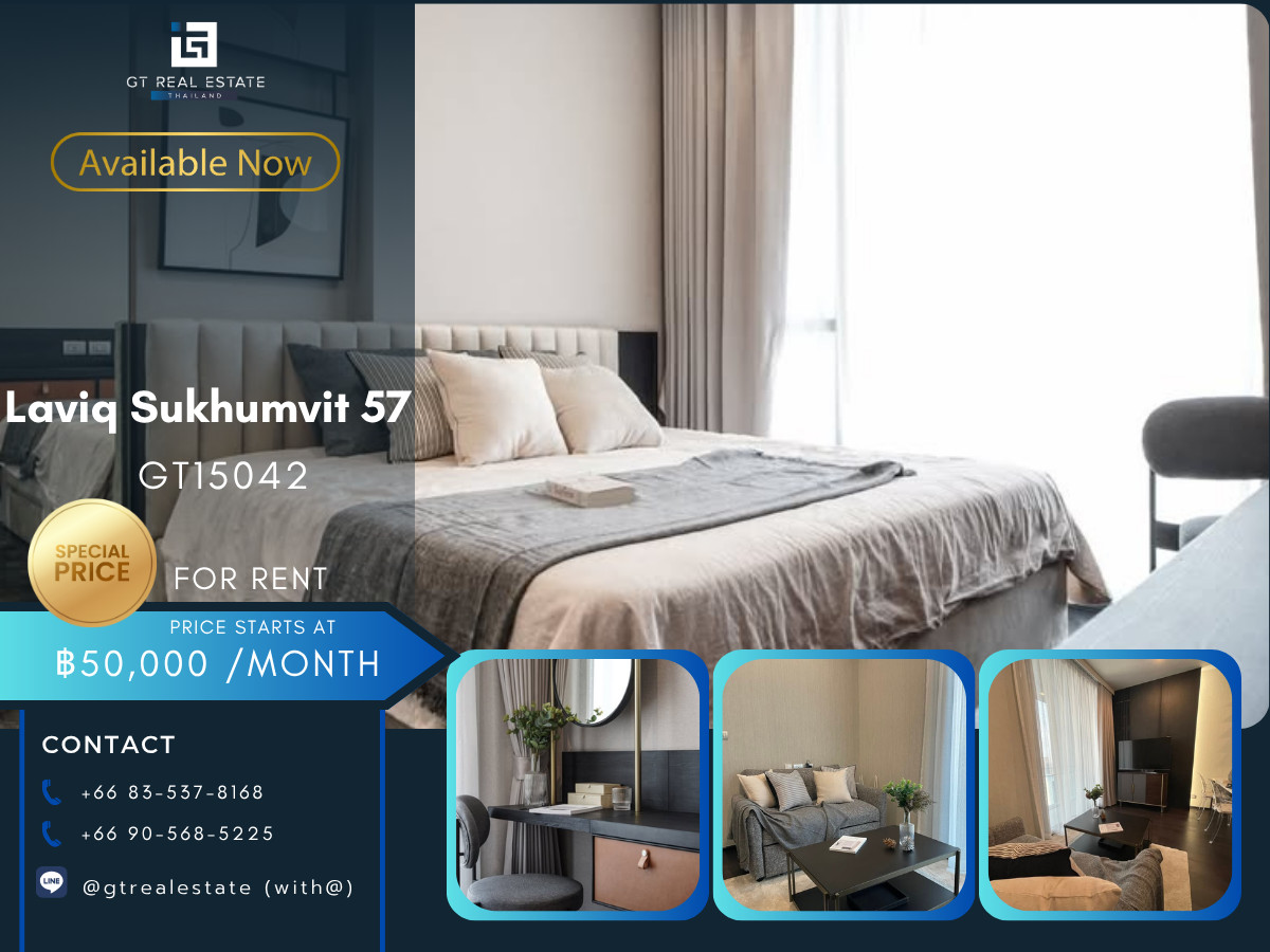 For RentCondoSukhumvit, Asoke, Thonglor : Luxury condo at Laviq Sukhumvit 57, convenient travel, close to BTS, shuttle available, beautiful room, fully furnished, ready to move in!!