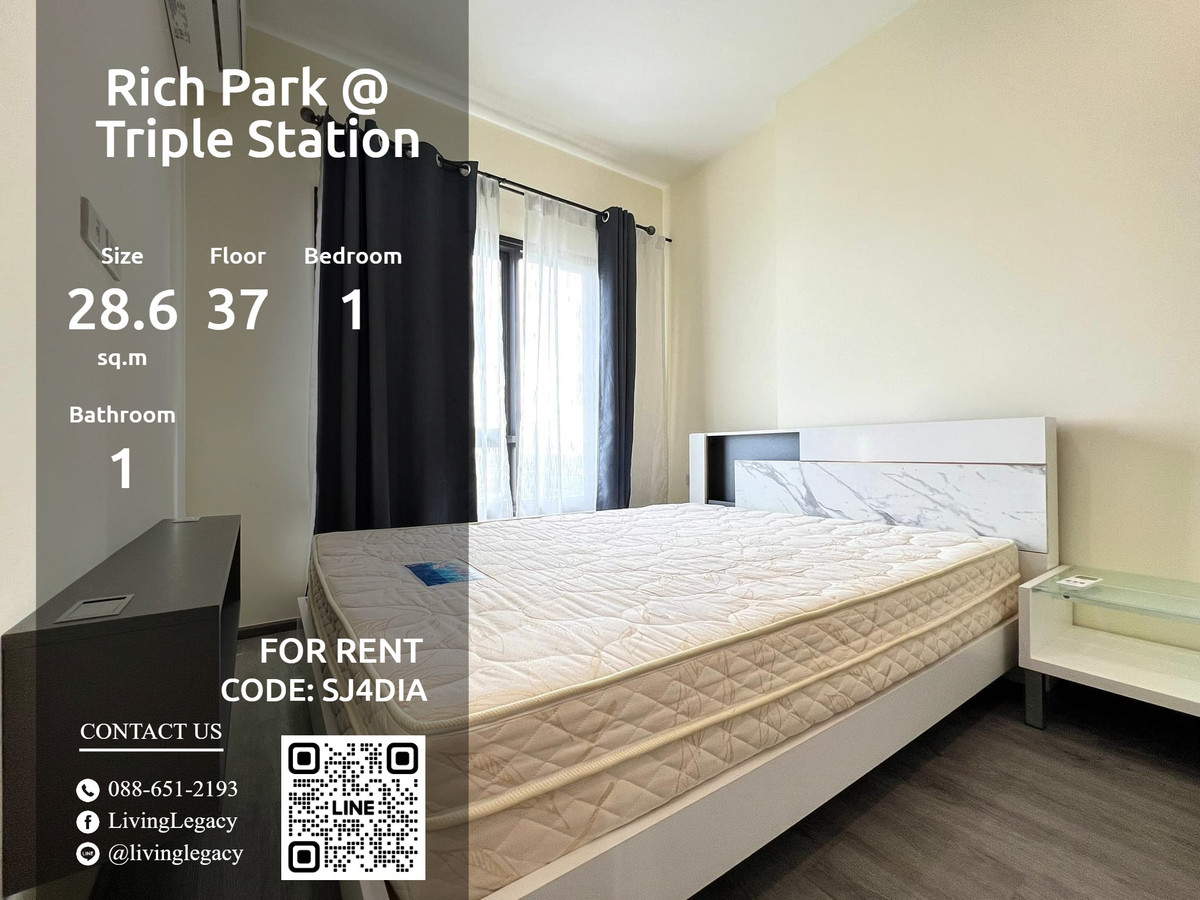ให้เช่าคอนโดพัฒนาการ ศรีนครินทร์ : SJ4DIA ให้เช่าคอนโด Rich Park @ Triple Station 28.6 ตร.ม. ชั้น 37 line id : @livinglegacy