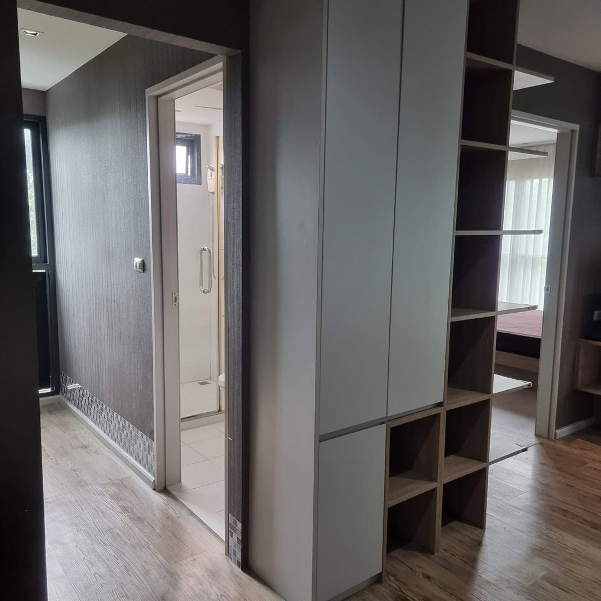 For RentCondoBangna, Bearing, Lasalle : Condo for rent, The Aspen, Lasalle, room size 35 sq m, 3rd floor, north side, swimming pool view, corner room, high privacy. Fully furnished Good UV protection curtain