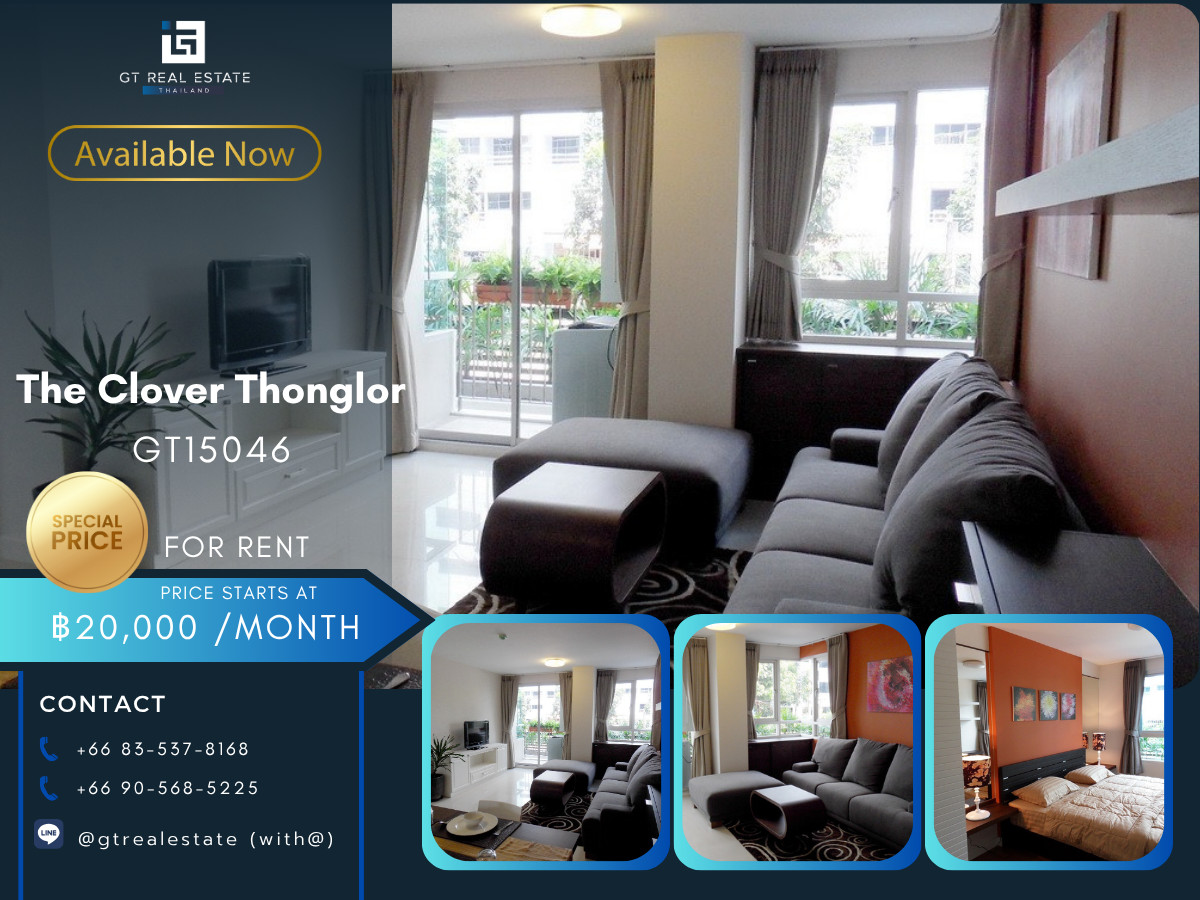 For RentCondoSukhumvit, Asoke, Thonglor : The Clover Thonglor Condo, convenient travel, has a shuttle, fully furnished. Ready to move in immediately