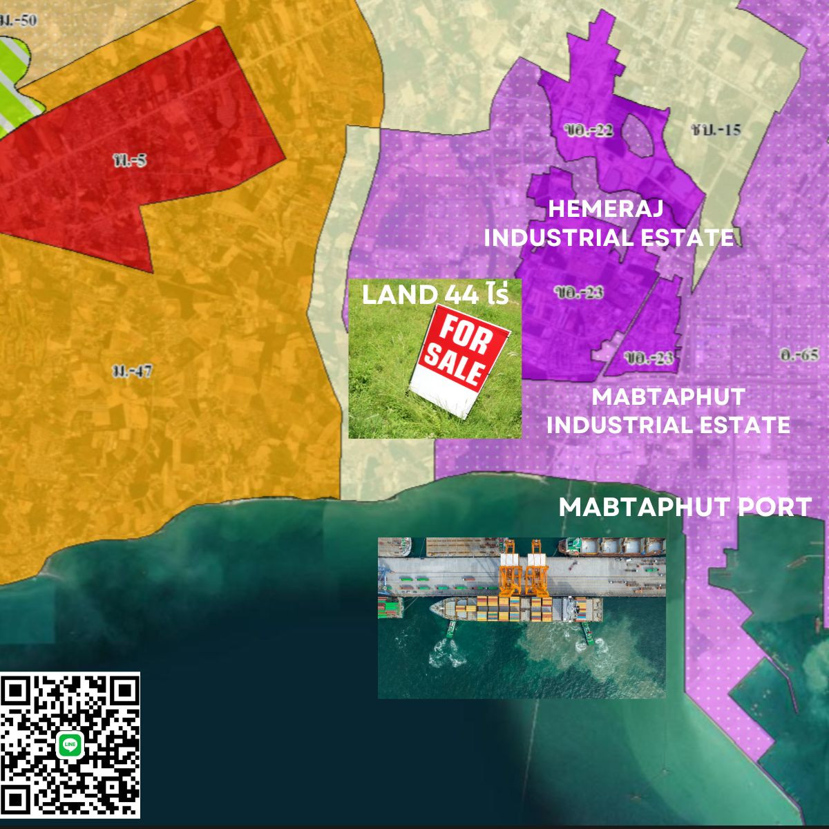 For SaleLandRayong : 🌟 Private Offer – 44 Rai Strategic Land near Map Ta Phut Industrial Estate & MIT Port 🌟