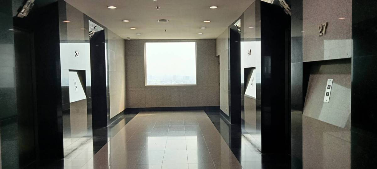 For RentOfficeChaengwatana, Muangthong : 94687 - Rare to find, office space for rent, 27th floor, premium view @ Jasmine International Building, Chaengwattana, 433 sq m. Fully Partitioned.