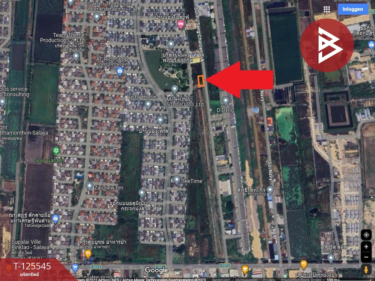 Empty land for sale Soi Pu Seng Charoensuk, area 141 square meters, Bang Kruai, Nonthaburi Province, next to the road on 2 sides, next to the village, good location. Loading...