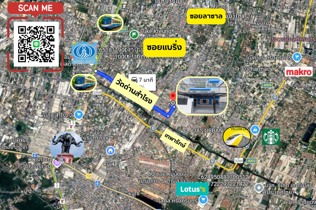 Single house, Dan Samrong 48 - Bearing, near BTS Samrong - Sri Dan. Loading...