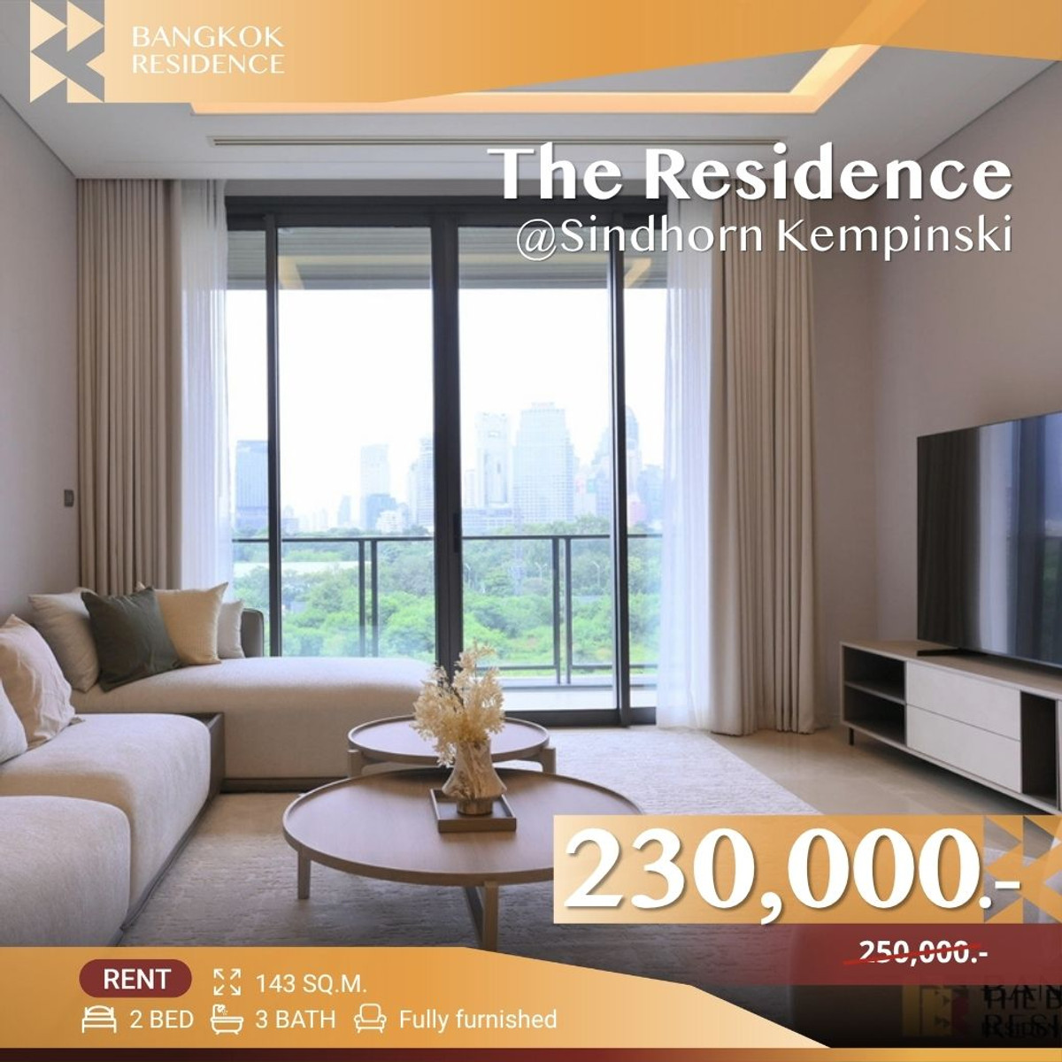 For RentCondoWitthayu, Chidlom, Langsuan, Ploenchit :  The Residence@Sindhorn Kempinski ✨ A Rare Luxury for the Discerning Few 💫 Near BTS Ratchadamri