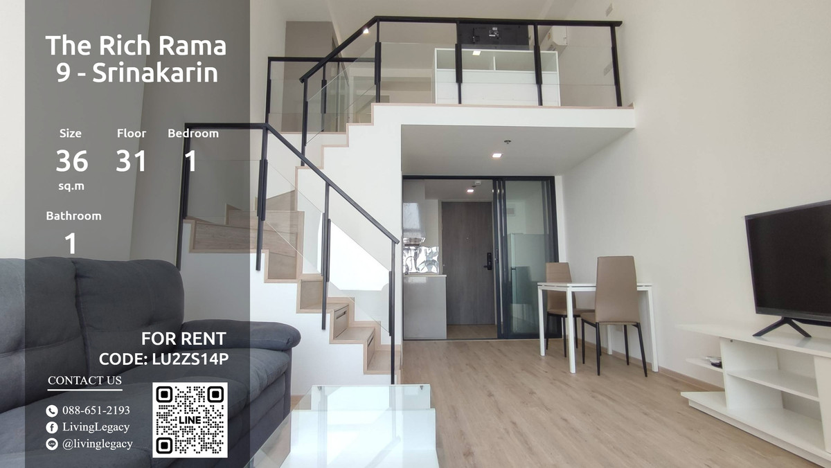 For RentCondoPattanakan, Srinakarin : LU2ZS14P Condo for rent The Rich Rama 9 - Srinakarin 36 sq m, 31st floor line id : @livinglegacy