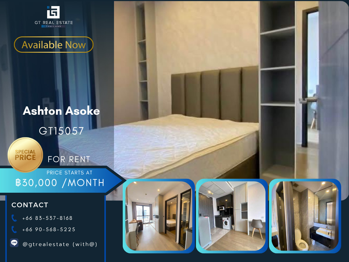 For RentCondoSukhumvit, Asoke, Thonglor : Ashton Asoke Condo, convenient travel, close to BTS and MRT, has a shuttle, fully furnished, ready to move in!!