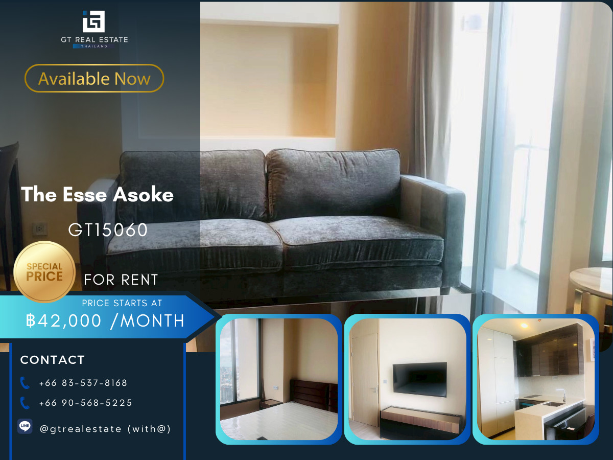 ให้เช่าคอนโดสุขุมวิท อโศก ทองหล่อ : คอนโด The Esse Asoke เดินทางสะดวก ใกล้รถไฟฟ้าบีทีเอส มีรถรับส่ง เฟอร์นิเจอร์ครบ พร้อมอยู่