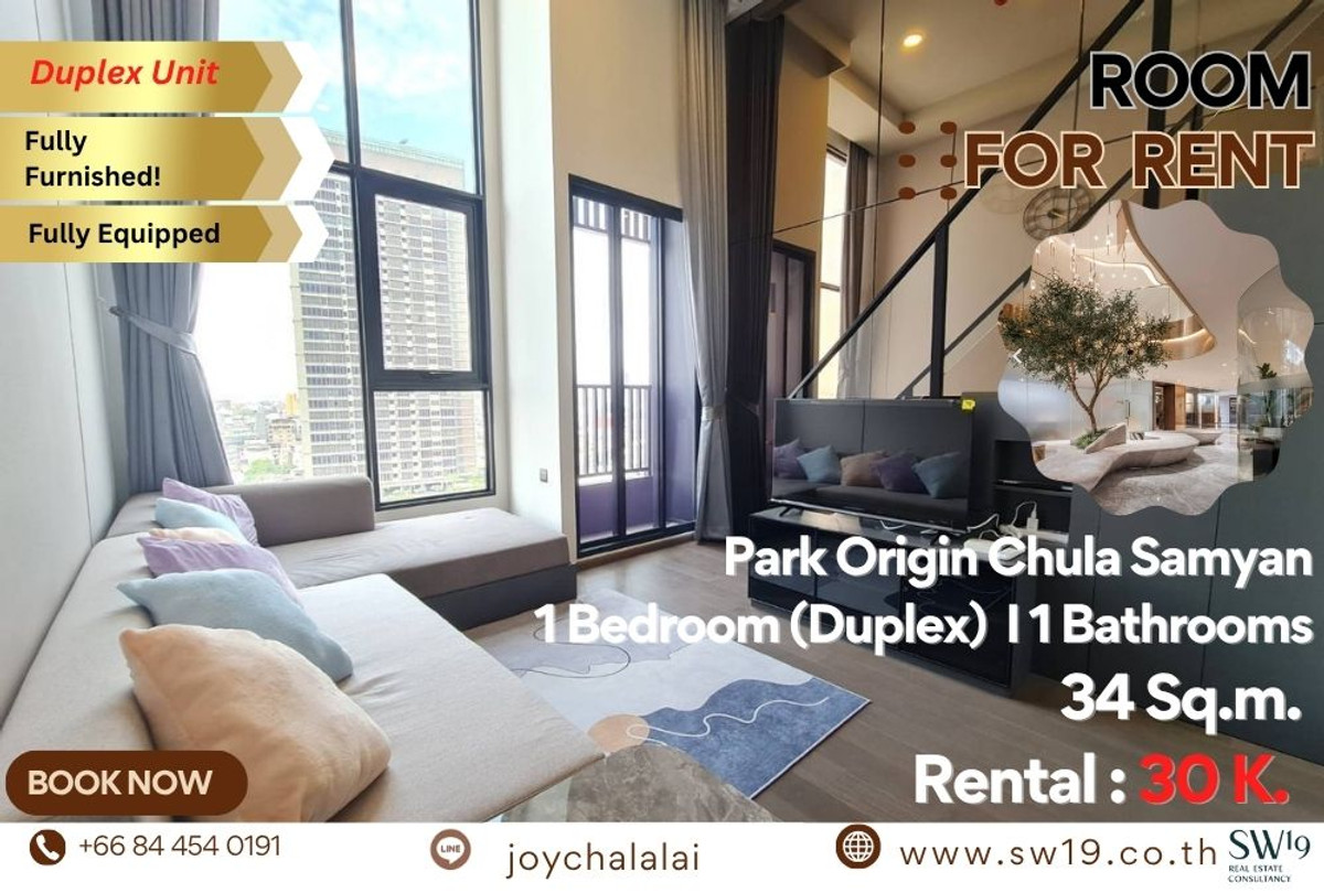 For RentCondoSiam Paragon ,Chulalongkorn,Samyan : 📍 For Rent | 𝐏𝐚𝐫𝐤 𝐎𝐫𝐢𝐠𝐢𝐧 𝐂𝐡𝐮𝐥𝐚 𝐒𝐚𝐦𝐲𝐚𝐧 1bed 𝐃𝐮𝐩𝐥𝐞𝐱 𝐔𝐧𝐢𝐭 📞 Call JOY: +66 84-454-0191
