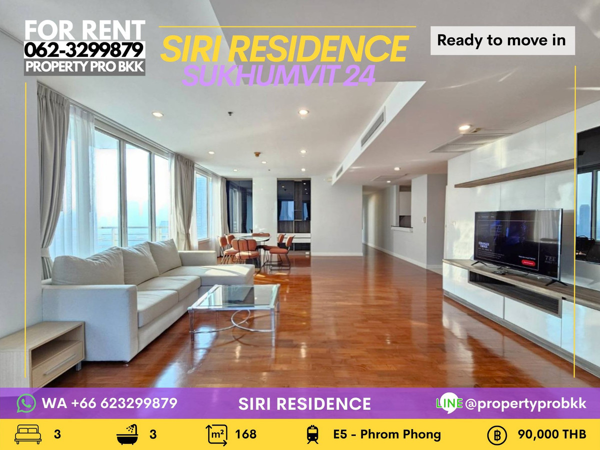 For RentCondoSukhumvit, Asoke, Thonglor : ✨ For Rent: Siri Residence (Sukhumvit 24) — Spacious 3-Bedroom Near BTS Phrom Phong & Emporium ✨