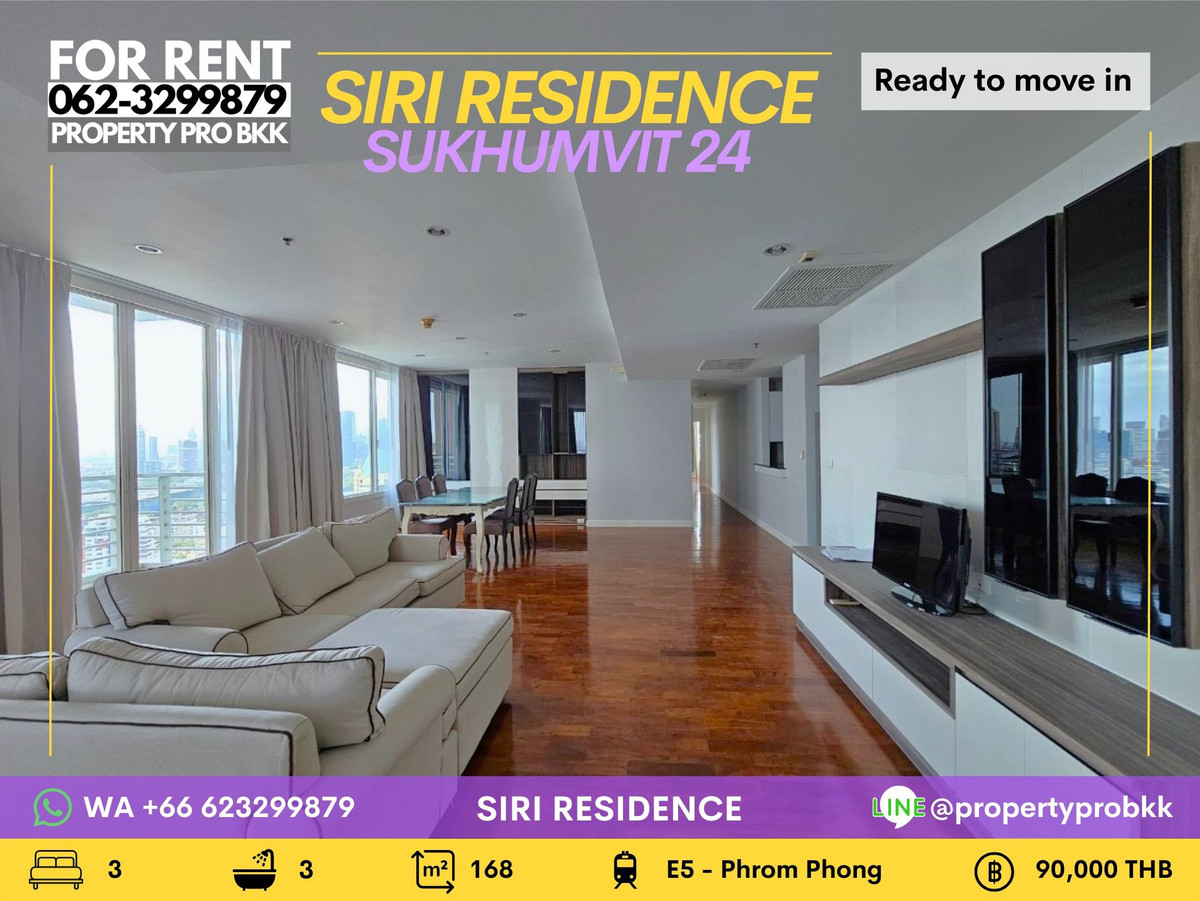 For RentCondoSukhumvit, Asoke, Thonglor : ✨ For Rent: Siri Residence (Sukhumvit 24) — Spacious 3-Bedroom Near BTS Phrom Phong & Emporium ✨