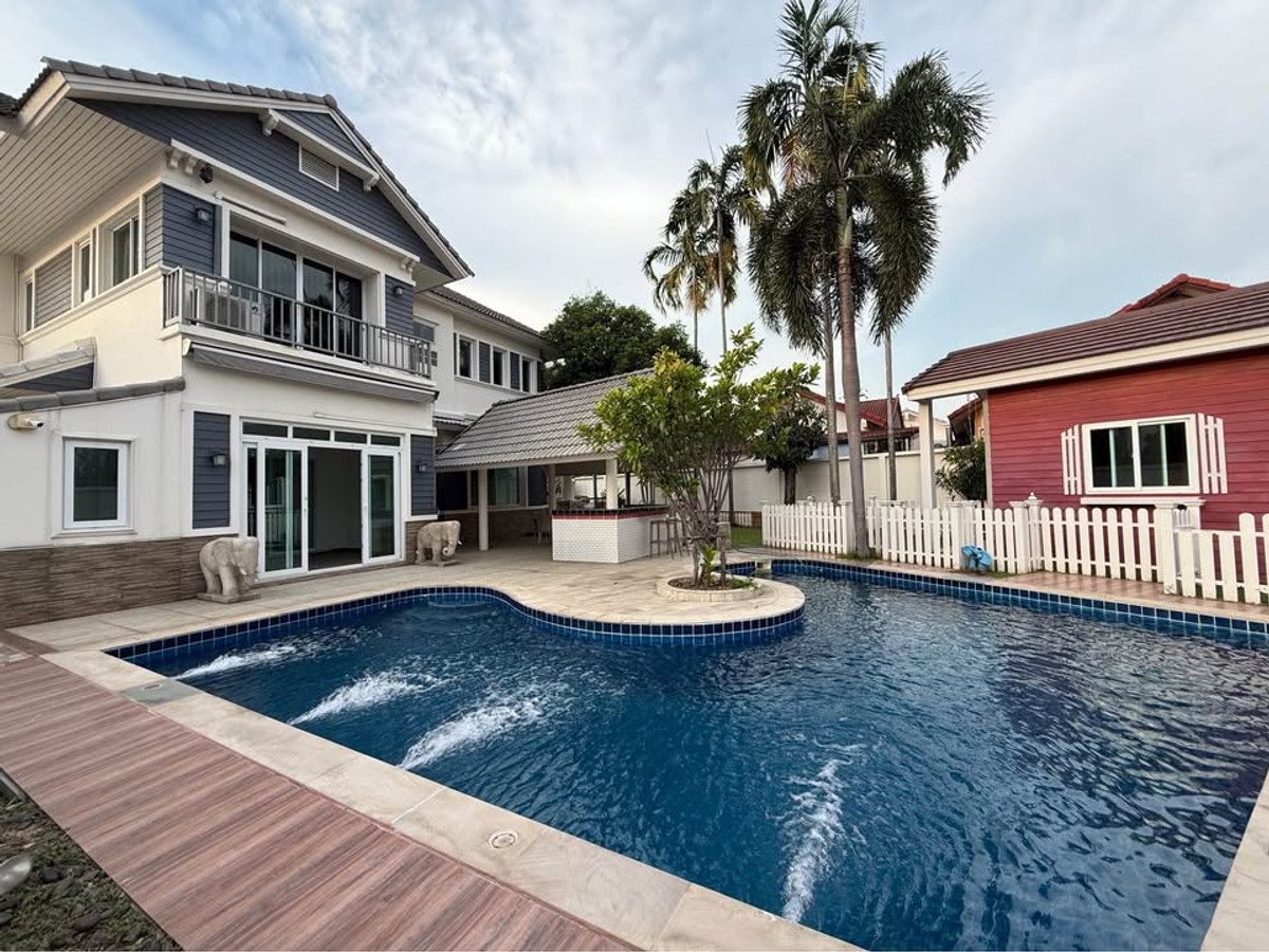 ให้เช่าบ้านพัทยา บางแสน ชลบุรี สัตหีบ : HR2959บ้านให้เช่า หมู่บ้านไทยปุรี ศรีราชา - หนองค้อ 10 พร้อมสระว่ายน้ำส่วนตัวและพื้นที่สวน