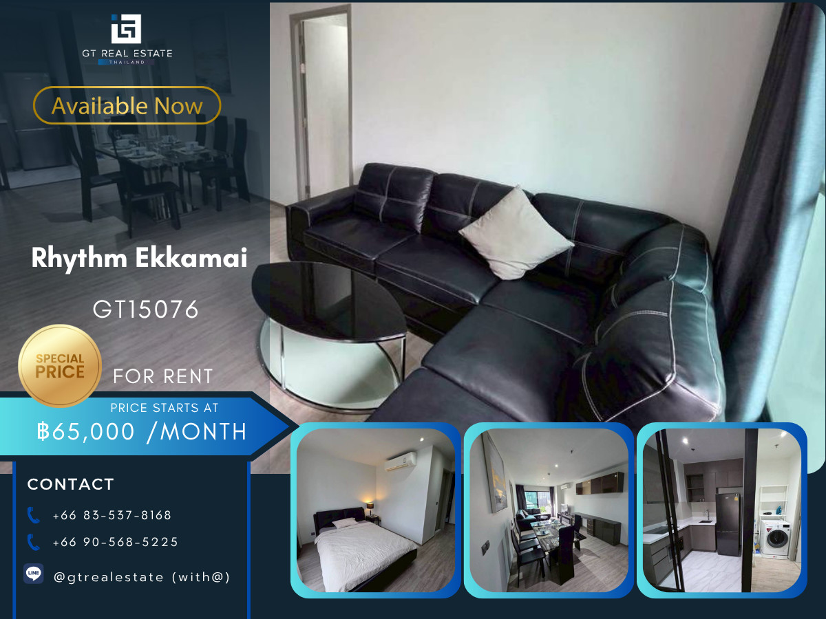 For RentCondoSukhumvit, Asoke, Thonglor : Condo Rhythm Ekkamai, convenient travel, near BTS, there is a shuttle, beautiful room, fully furnished, ready to move in!!