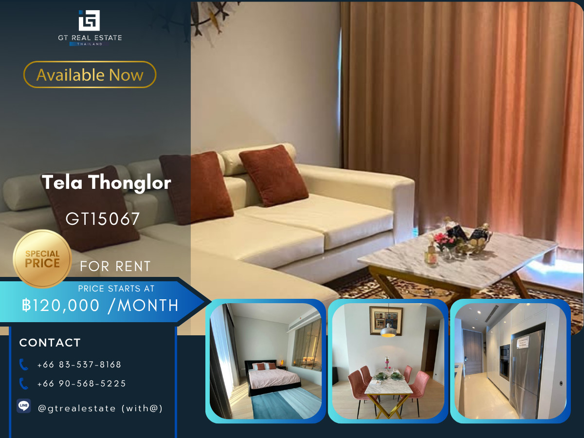 For RentCondoSukhumvit, Asoke, Thonglor : Tela Thonglor Condo, convenient travel, has a shuttle, big, beautiful room, fully furnished, ready to move in.