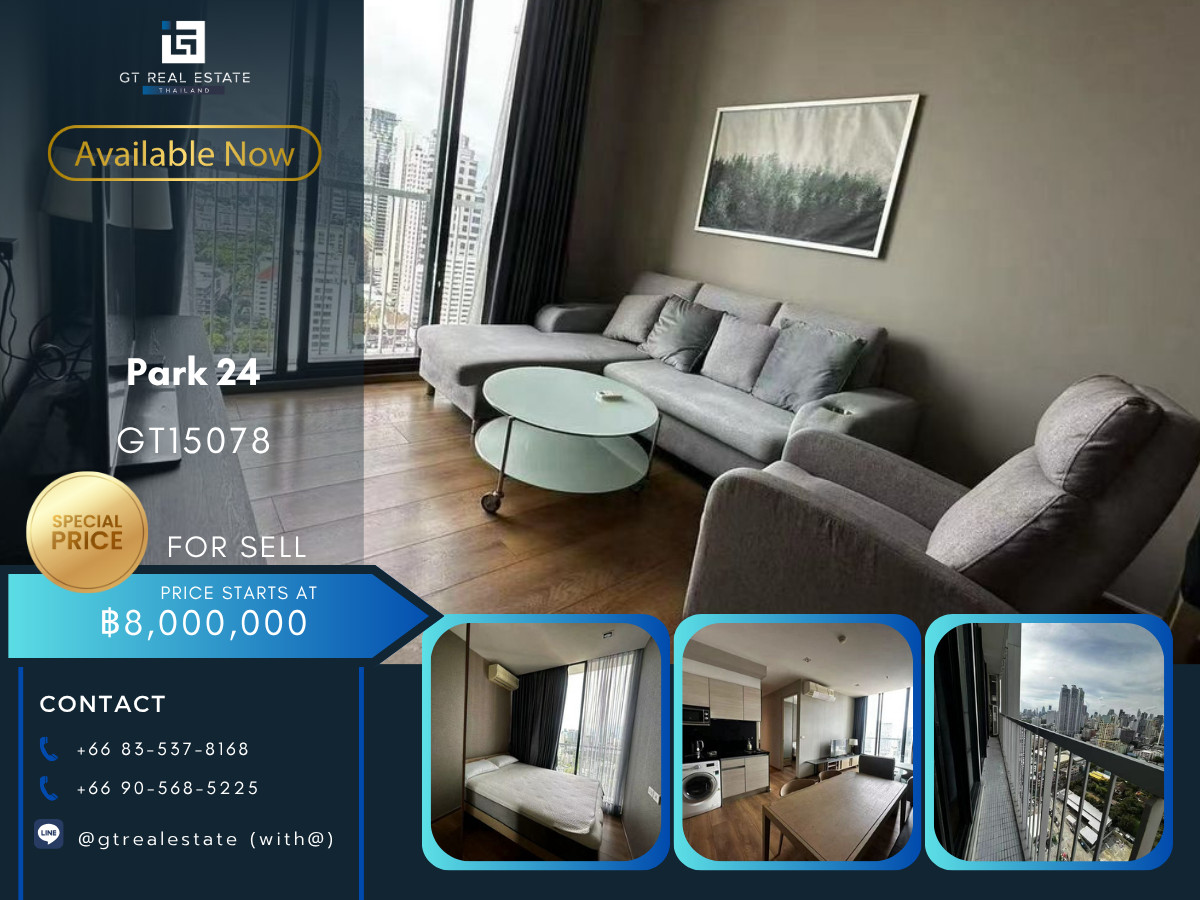 For SaleCondoSukhumvit, Asoke, Thonglor : Condo ready for sale at Park 24, convenient travel, close to BTS, shuttle available, beautiful room, fully furnished!!