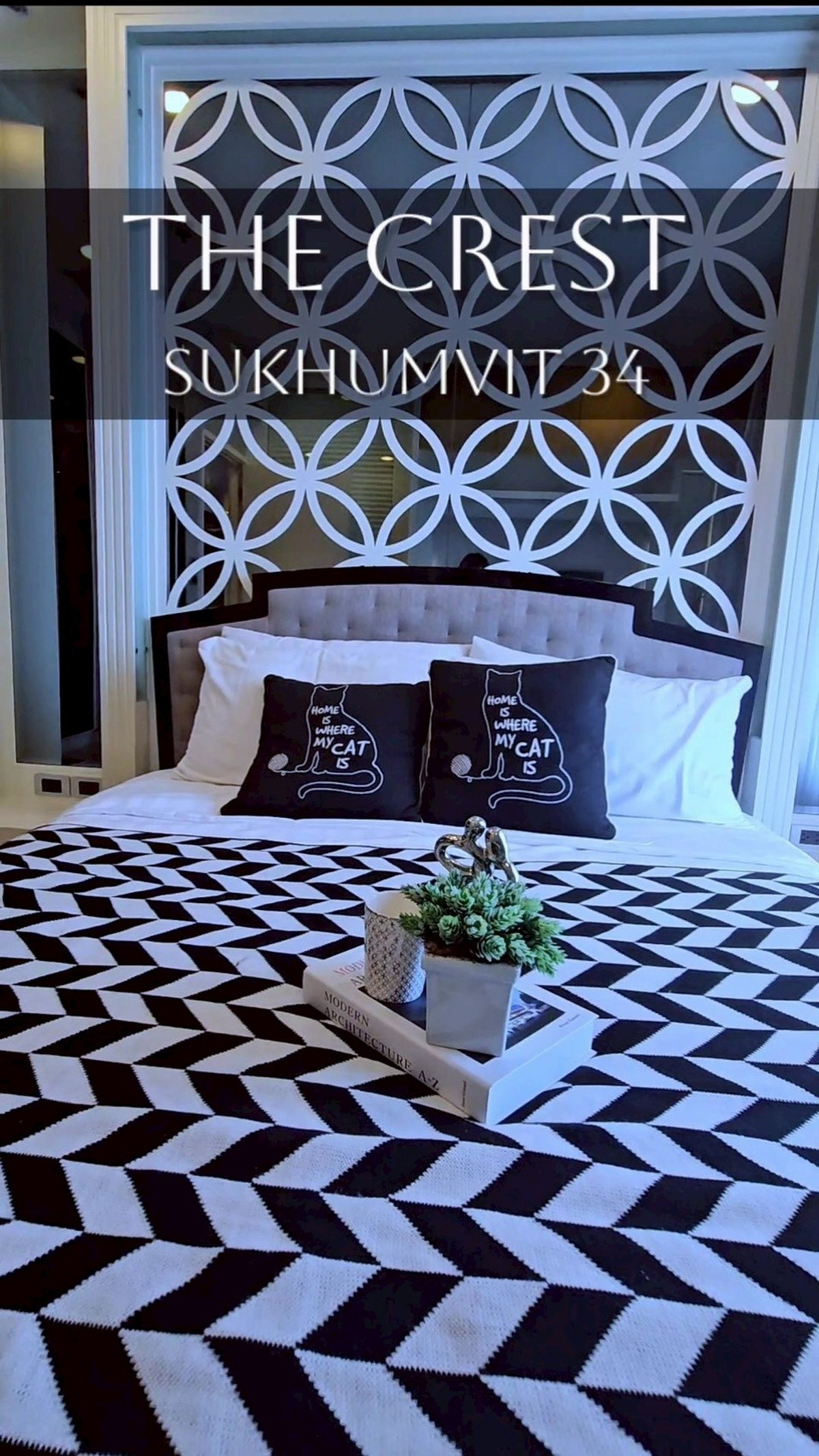 For RentCondoSukhumvit, Asoke, Thonglor : Urgent for rent! Corner room, Rare Item, beautiful view! Luxury condo The Crest 34 - 1 bedroom - 53 sq m.