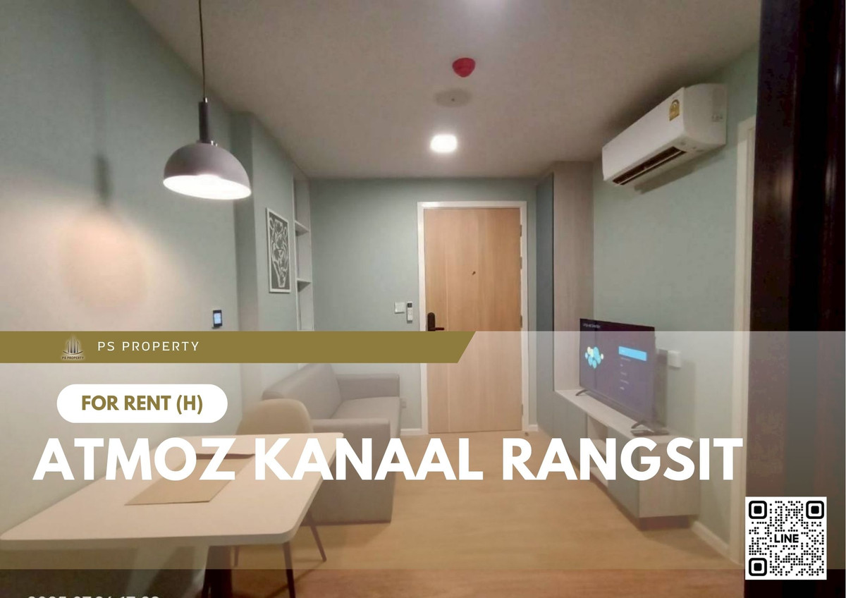 For RentCondoPathum Thani,Rangsit, Thammasat : For rent 📍 Atmoz Kanaal Rangsit 📍 Fully furnished and equipped, near SRT Rangsit Station