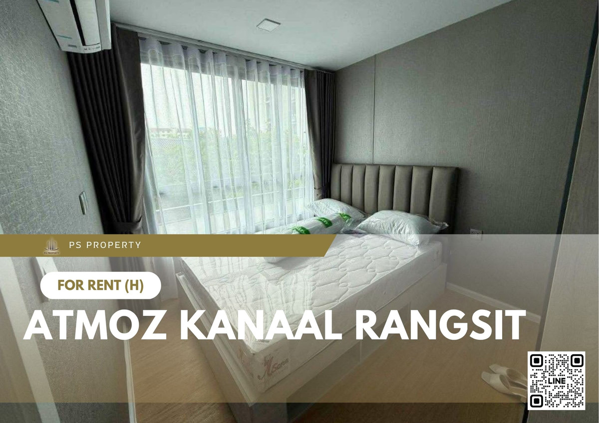 For RentCondoPathum Thani,Rangsit, Thammasat : For rent 📍 Atmoz Kanaal Rangsit 📍 Fully furnished and equipped, near SRT Rangsit Station