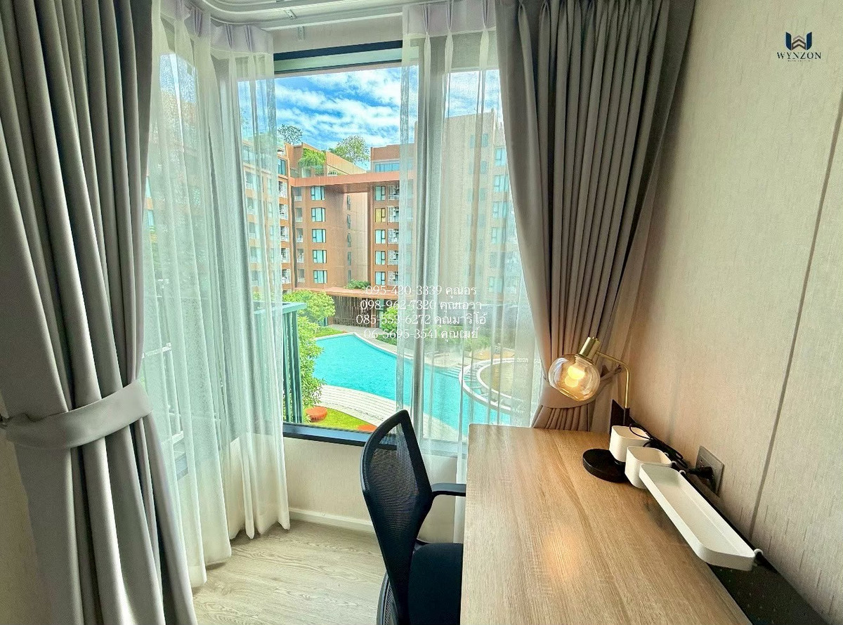 For RentCondoPathum Thani,Rangsit, Thammasat : Kave Town Colony available, ready to move in, pool view, extended balcony🌊