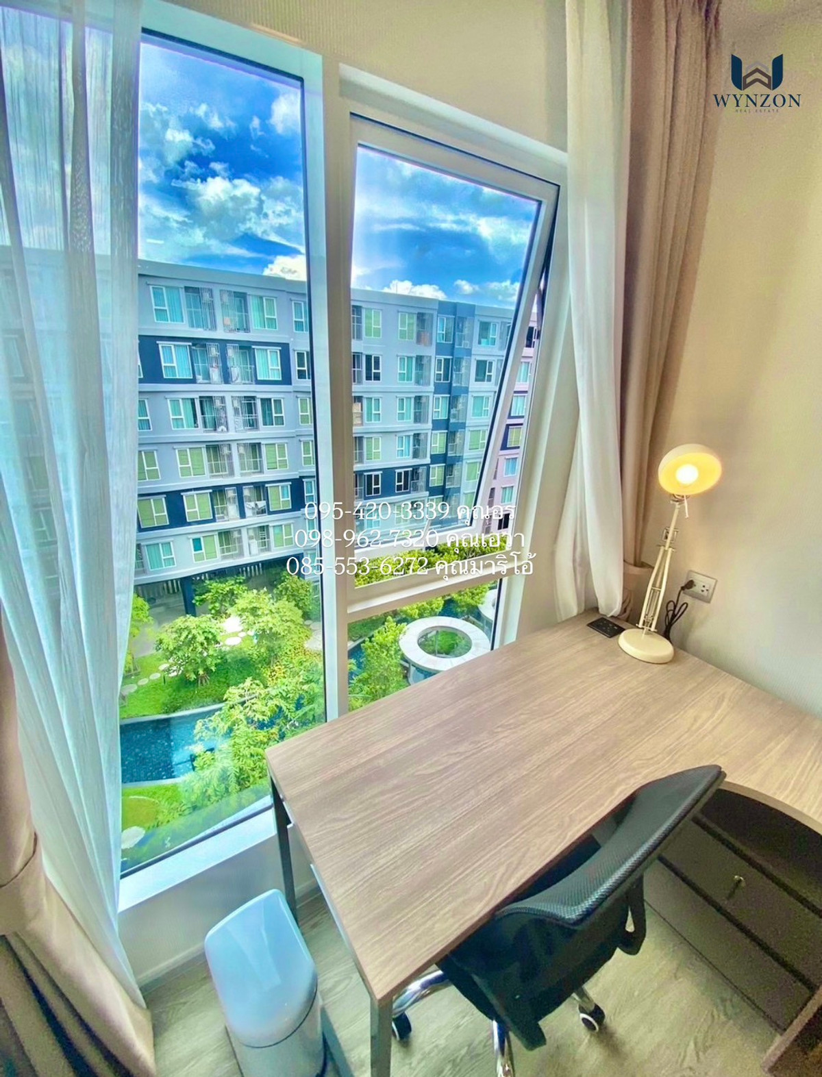 For RentCondoPathum Thani,Rangsit, Thammasat : Kave Town Island, next to Bangkok University, pool view, beautifully decorated, fully furnished, ready to move in.