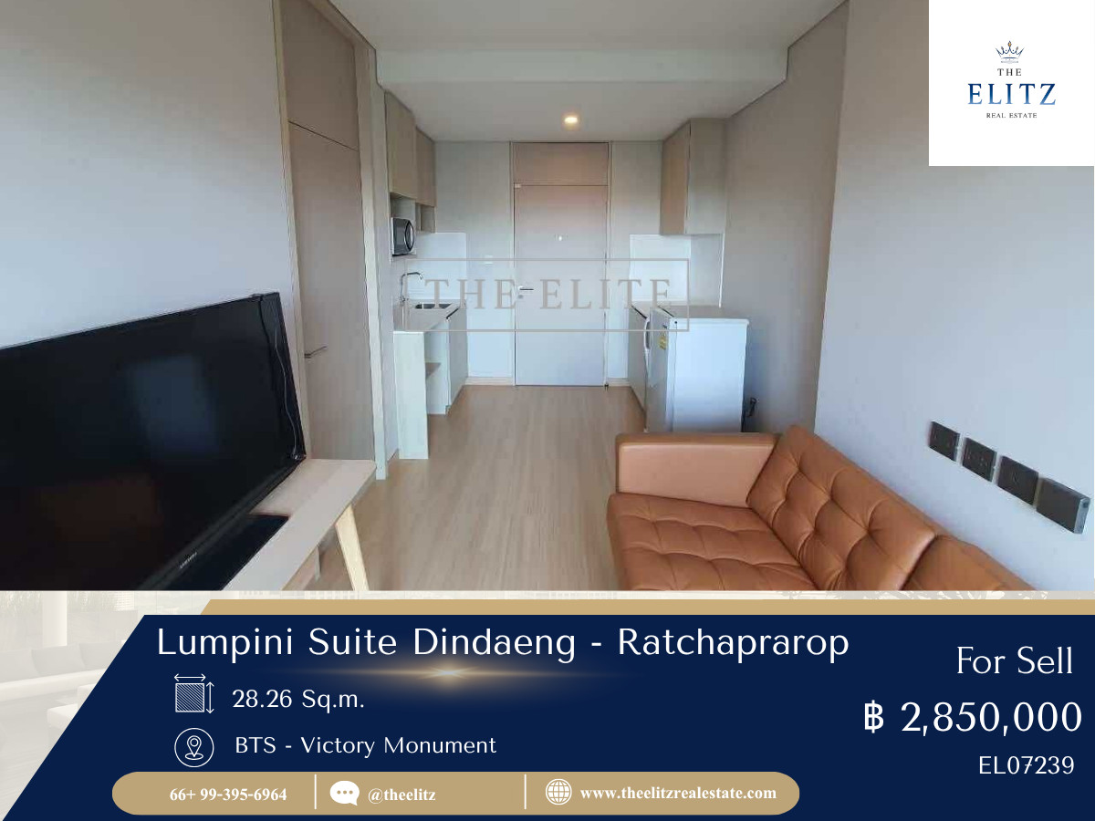 For SaleCondoRatchathewi,Phayathai : ✨ Limited! Lumpini Suite Din Daeng - Ratchaprarop, fully furnished room, good view, convenient travel, close to every point in the city center 💕