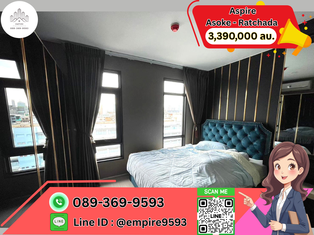 For SaleCondoRama9, Petchburi, RCA : For sale Aspire Asoke - Ratchada (Aspire Asoke - Ratchada)📍Line : @empire9593📍Near MRT Rama 9, convenient travel, ready to move in.