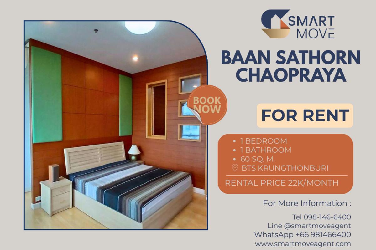 For RentCondoWongwianyai, Charoennakor : 🔥 For Rent !! River View, high floor 10++, Good location!!🔥 Code C20251000067..........Baan Sathorn Chaopraya, 1 bedroom, 1 bathroom, furnished, ready to move in 📣📣