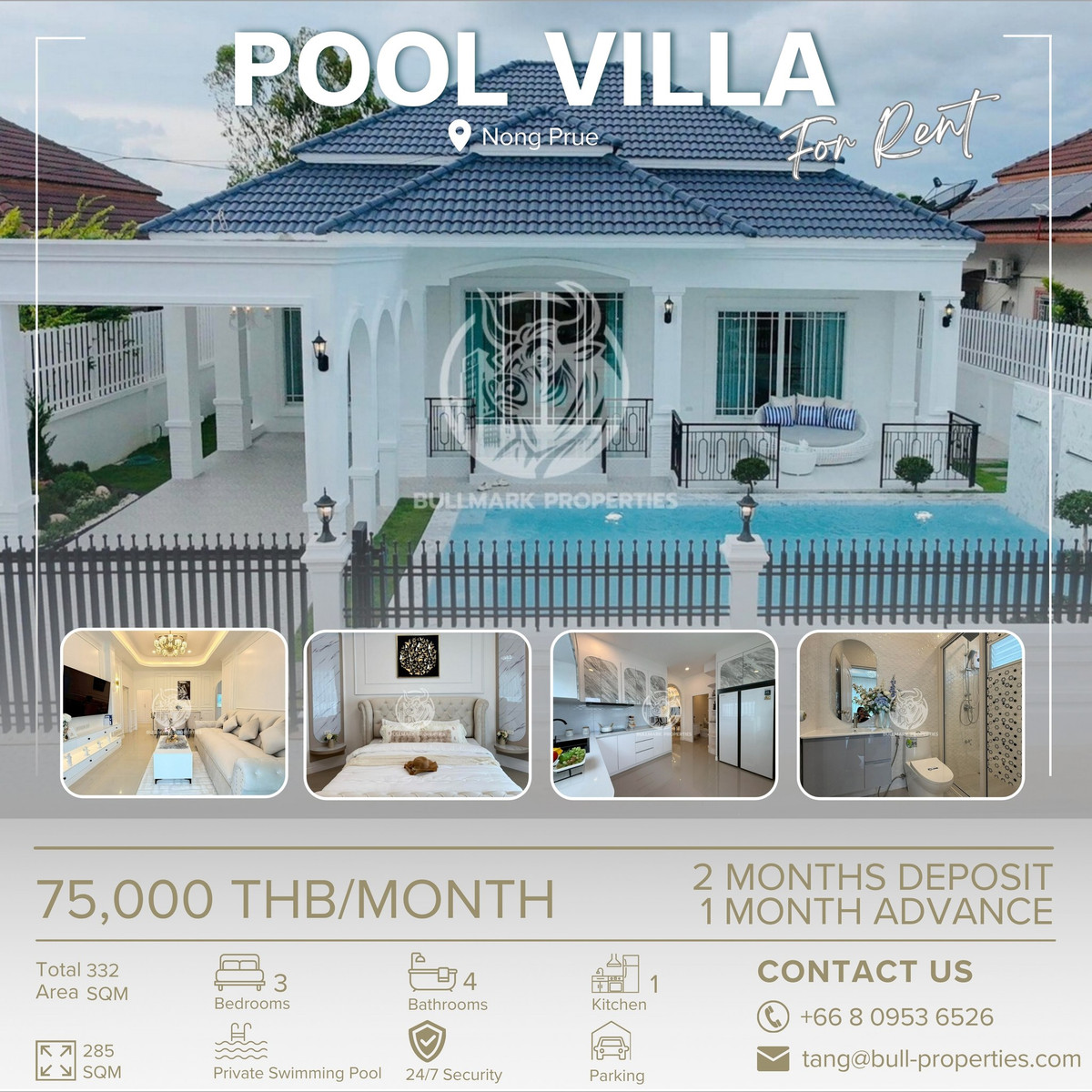 ให้เช่าพัทยา บางแสน ชลบุรี สัตหีบ : “Luxury Pool Villa in Nong Prue | Fully-Furnished & Move-In Ready — Only 75k/Month!”