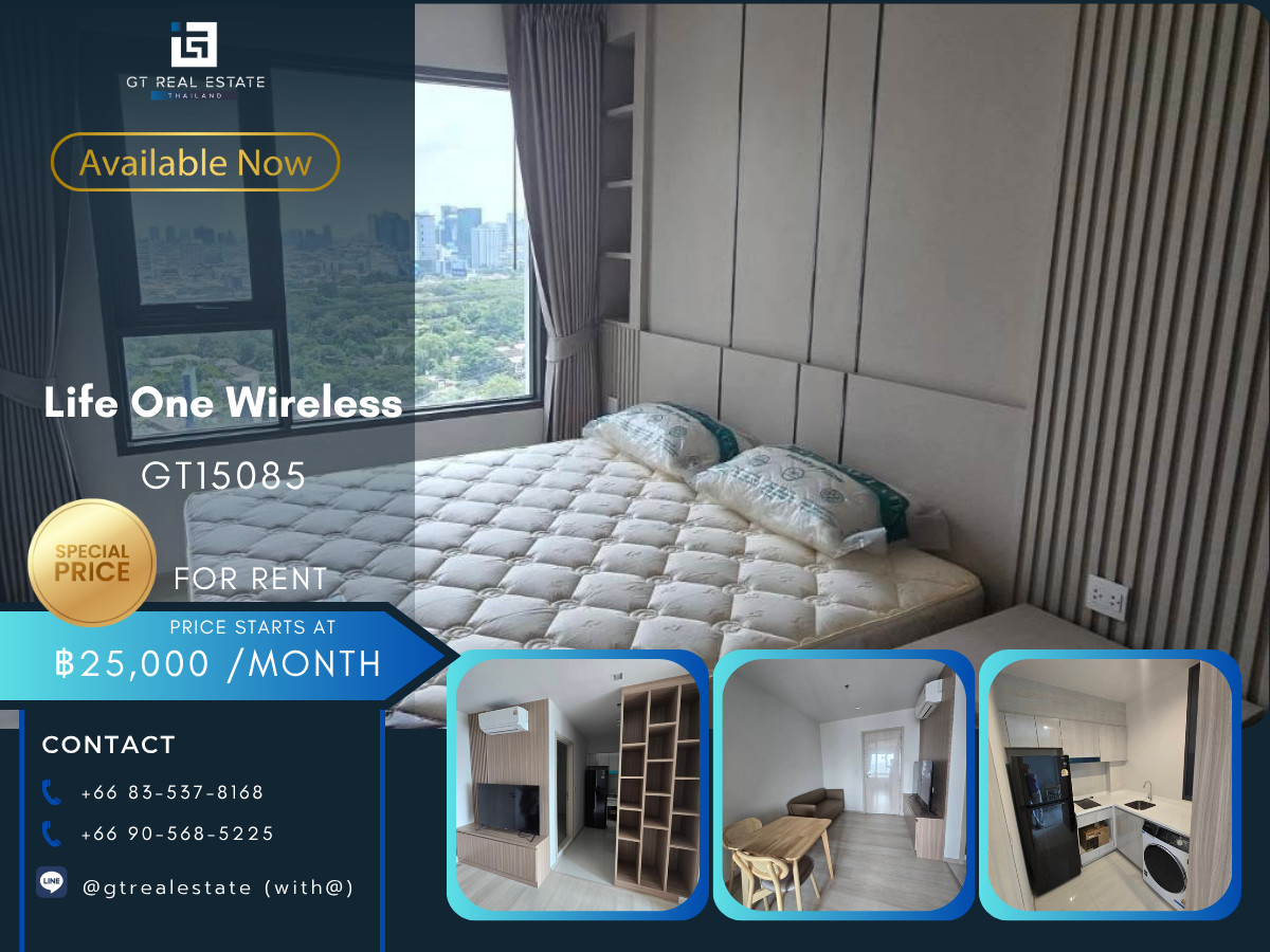 For RentCondoWitthayu, Chidlom, Langsuan, Ploenchit : Life One Wireless Condo, convenient travel, close to BTS, has a shuttle, beautiful room, fully furnished, ready to move in!!