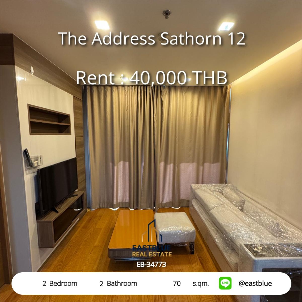 For RentCondoSathorn, Narathiwat : Luxury 2-bedroom The Address Sathorn 12 in the city center
Rent only 40,000 Baht/month near BTS Chong Nonsi!