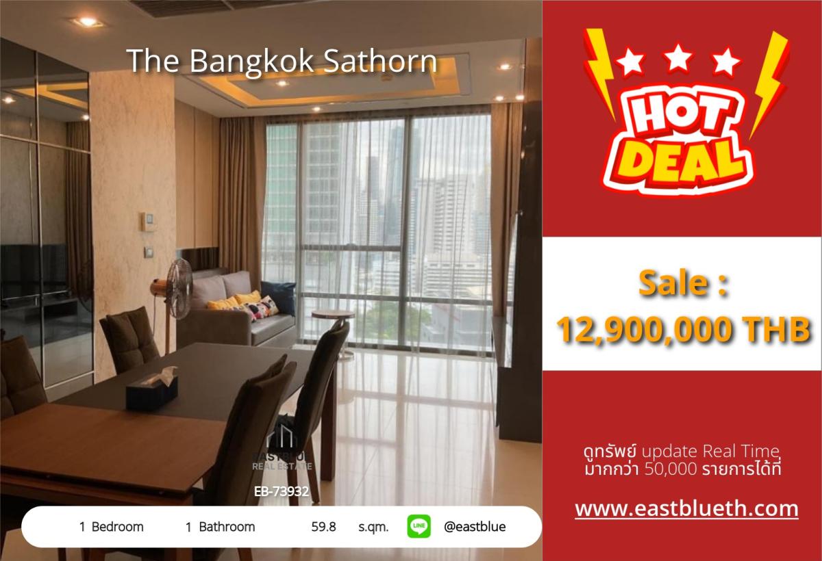 For SaleCondoSathorn, Narathiwat : Excellent condo in the heart of Sathorn!
59.8 sq.m. on a good floor with a swimming pool and fitness center, near BTS Surasak