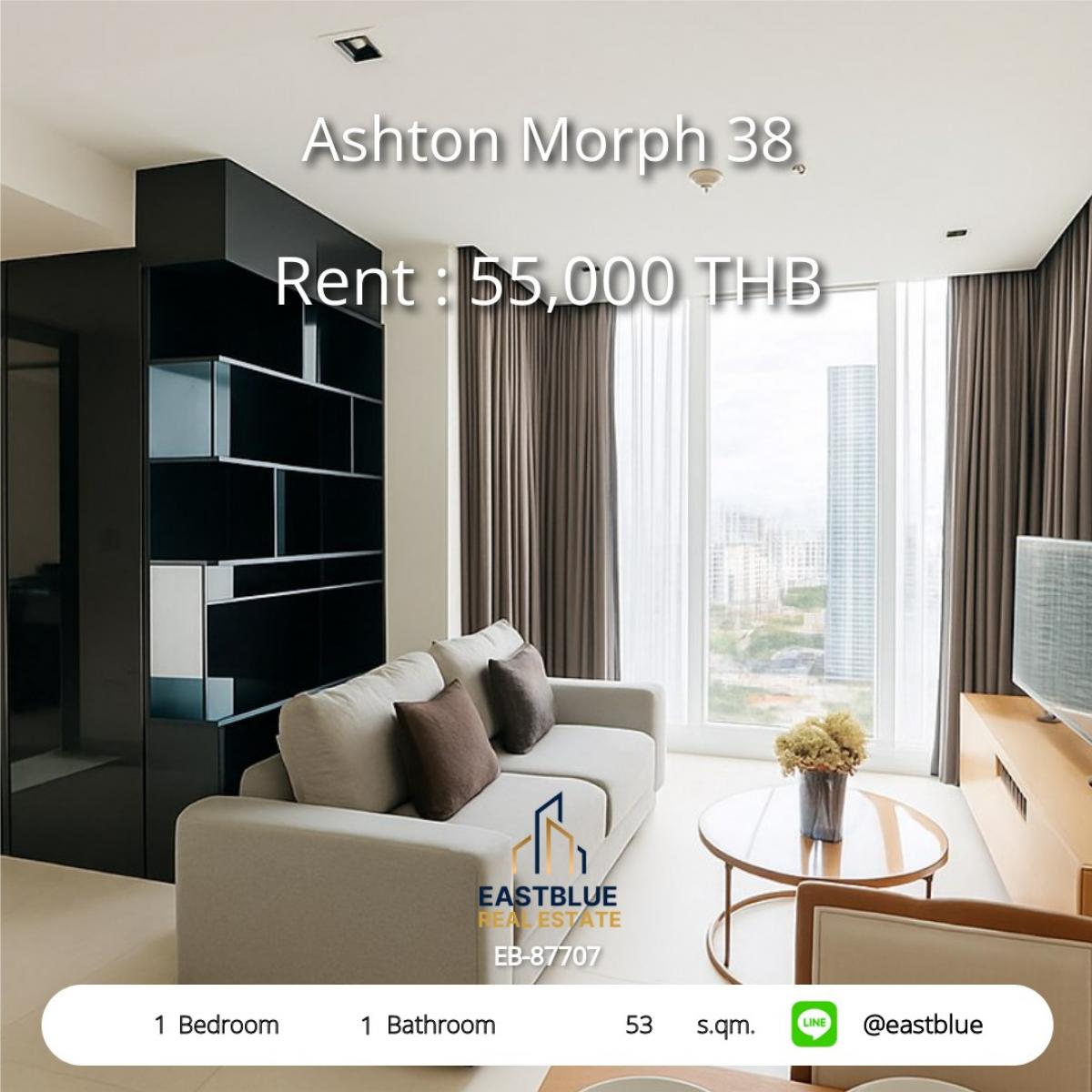 For RentCondoSukhumvit, Asoke, Thonglor : Rent a condo at Ashton Morph 38 near Thonglor BTS
Large room 53 sq.m. at a good price of only 55,000 THB/month!